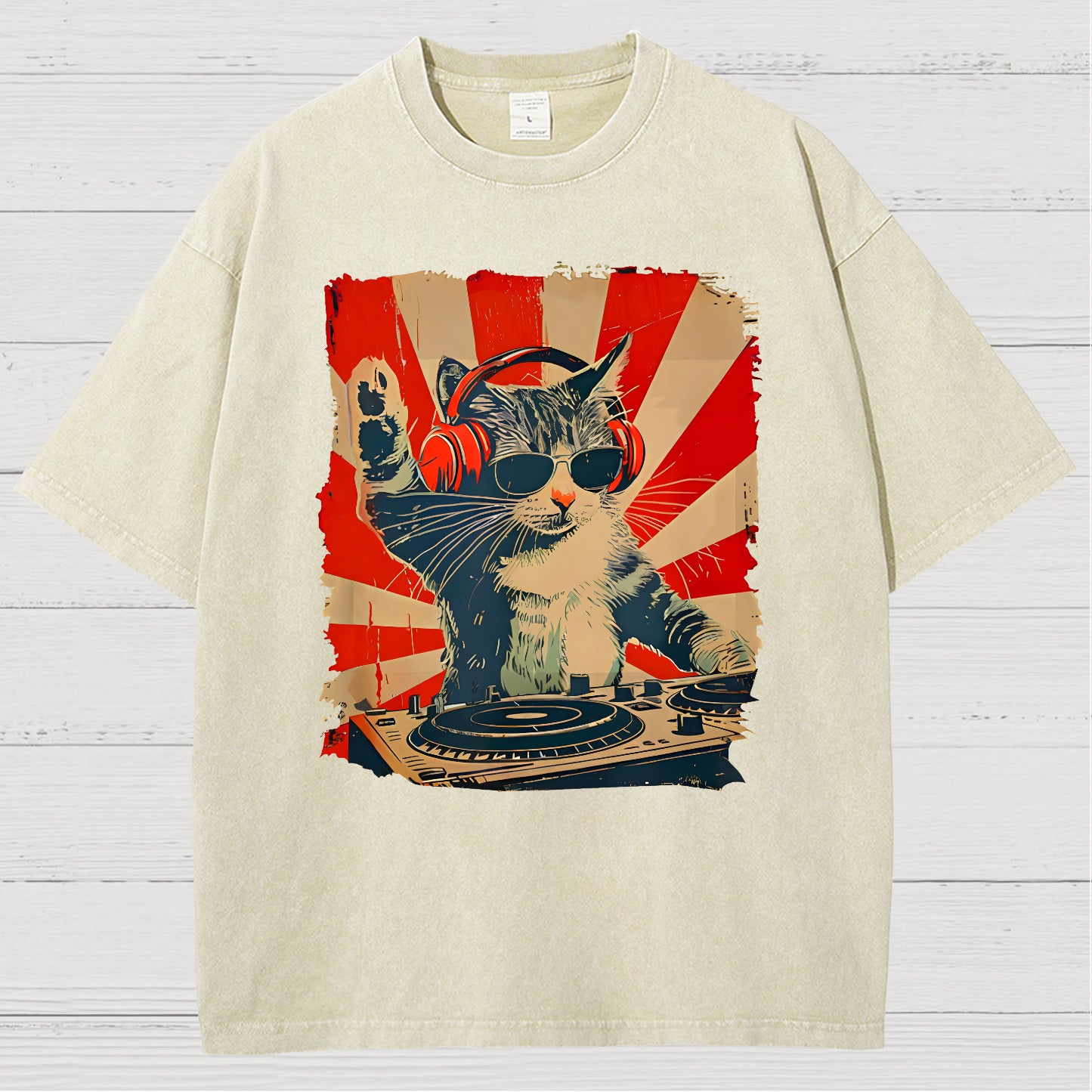 Rock Music Cat Vintage Distressed T-shirt