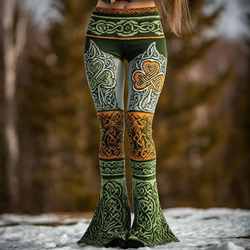 Vintage Viking Inspired Celtic Knot Cozy Flared Leggings