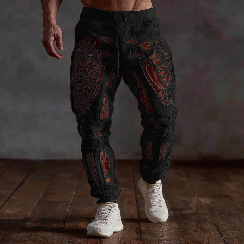 Men's Halloween Muscle Texture Art Print Casual Sweatpants