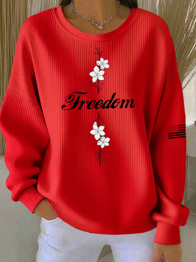 Women's Casual Freedom Faith Textured Sweatshirt
