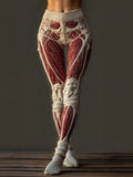 Halloween Vintage Muscle Anatomy Art Cozy Knit Leggings