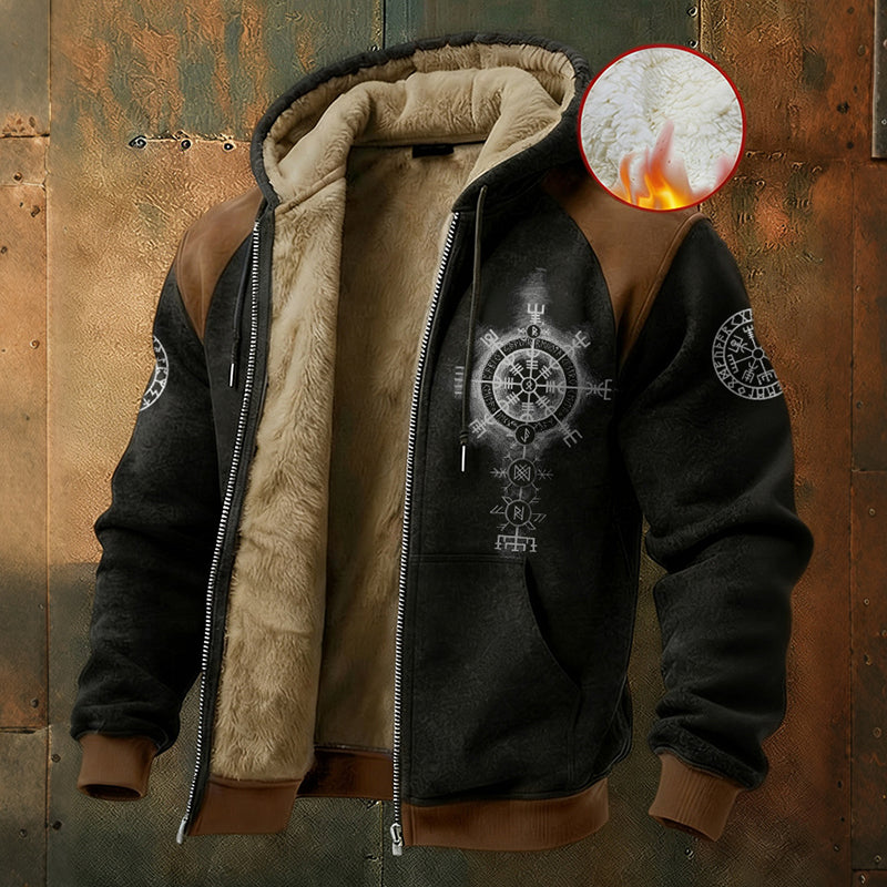 Men's Viking Symbols Art Thick Fleece Warm Zip-up Jackets