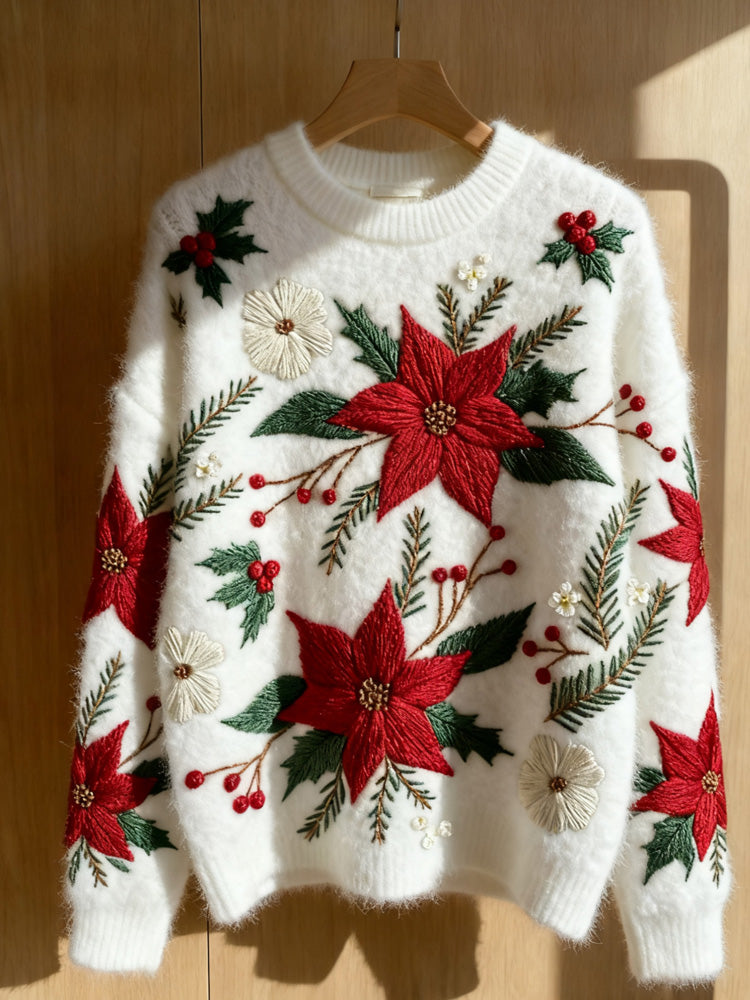 Women's Christmas Art Print Casual Sweater