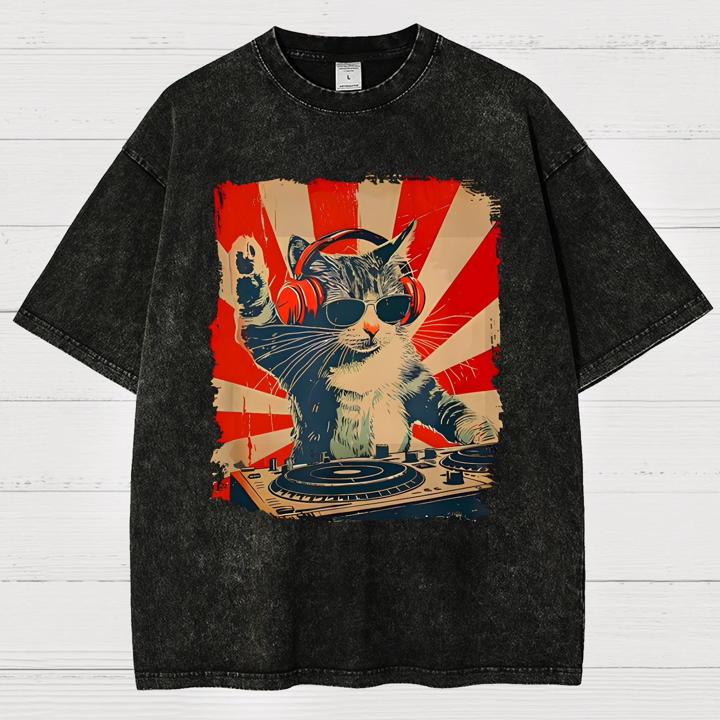 Rock Music Cat Vintage Distressed T-shirt