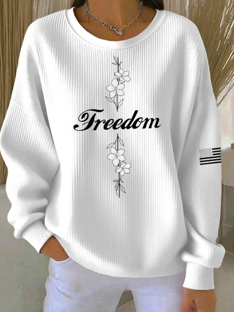 Women's Casual Freedom Faith Textured Sweatshirt