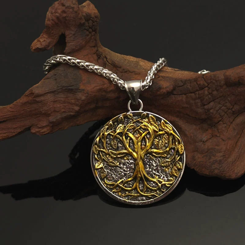 Vintage Viking Rune Tree Of Life Pendant Necklace