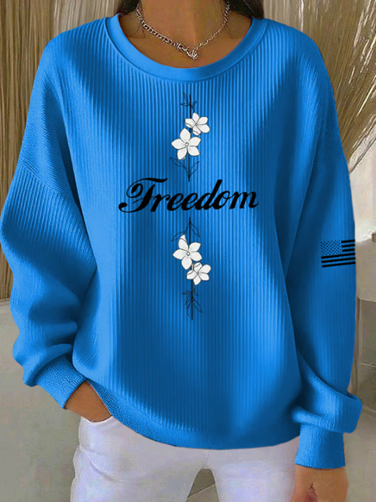 Women's Casual Freedom Faith Textured Sweatshirt