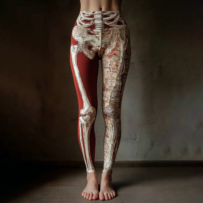 Women's Vintage Halloween Anatomy Art Knit Leggings