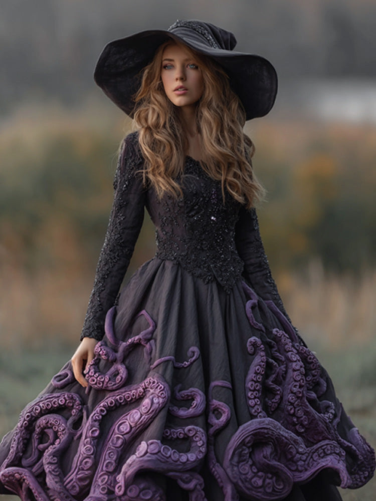 Women's Halloween Octopus Tentacle Print Dress