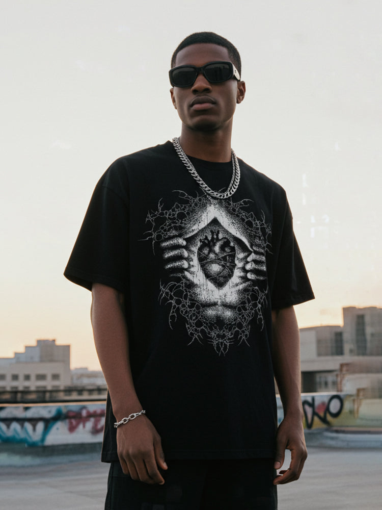 Y2k Dark Thorn Retro Graphic Cotton T-shirt