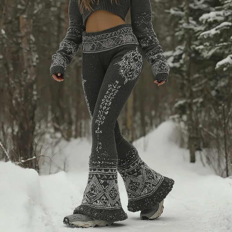 Women's Retro Viking Celtic Knot Pattern Comfortable Flared Pants