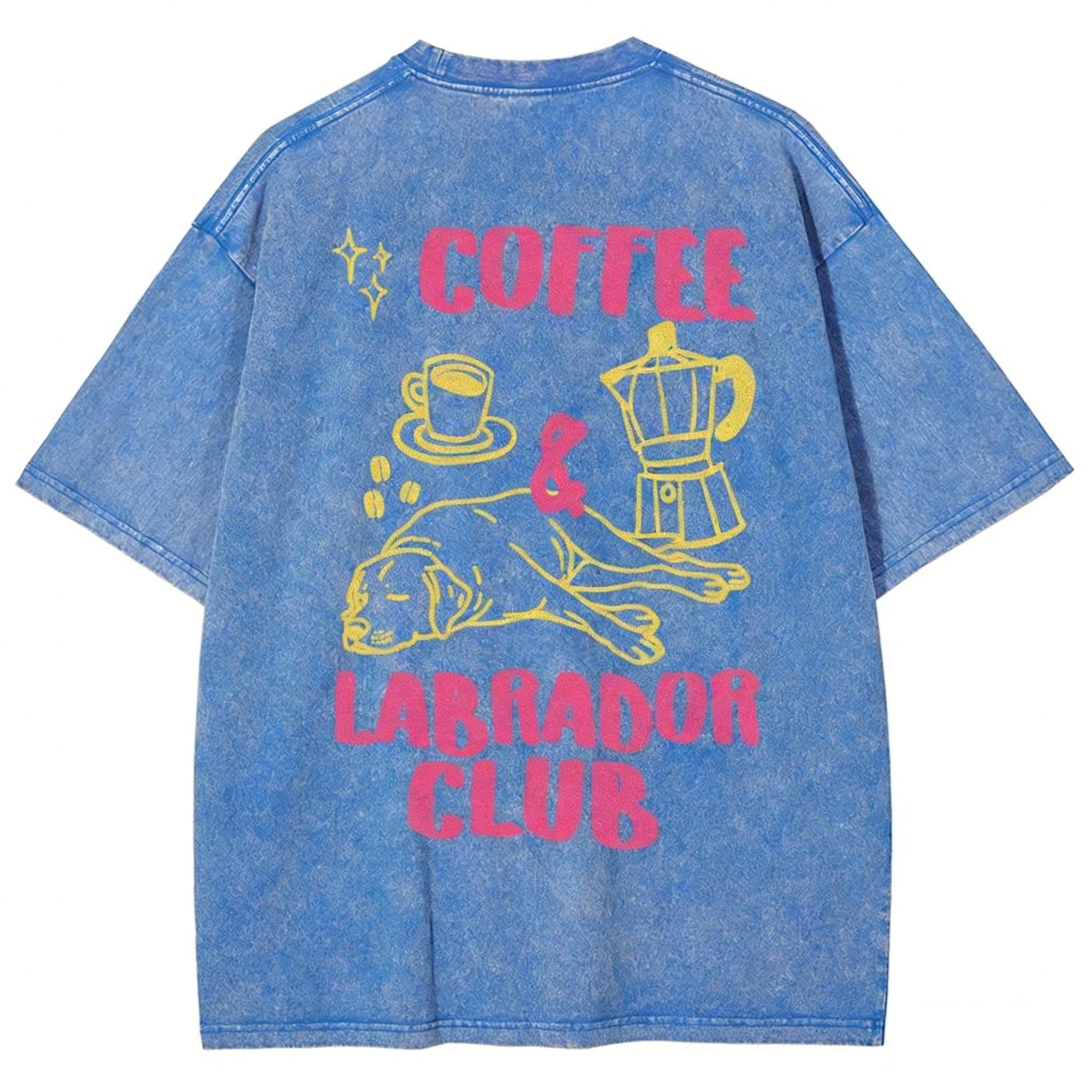Coffee Labrador Club Unisex Fit Washed T-shirt