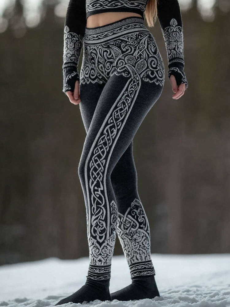 Vintage Viking Inspired Celtic Knot Comfy Knit Leggings
