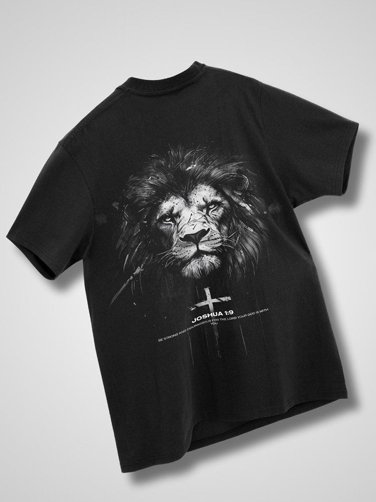 Joshua 1:9 Lion Oversized T-shirt