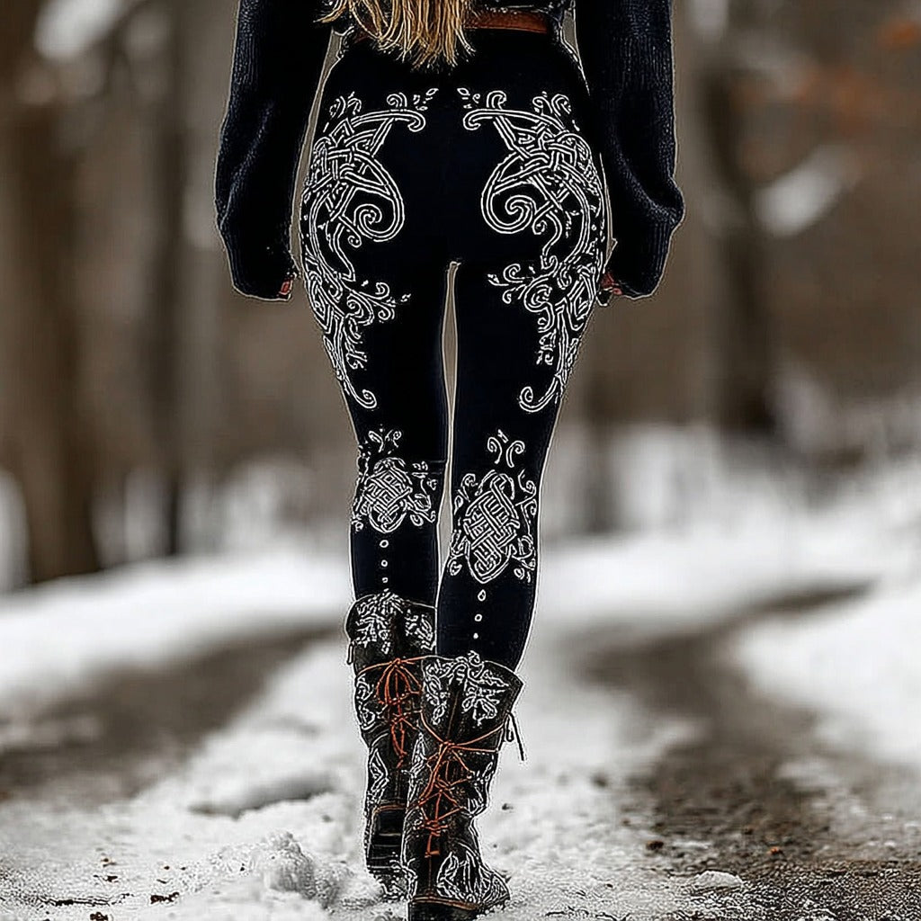 Women's Vintage Viking Celtic Knot Pattern Casual Leggings