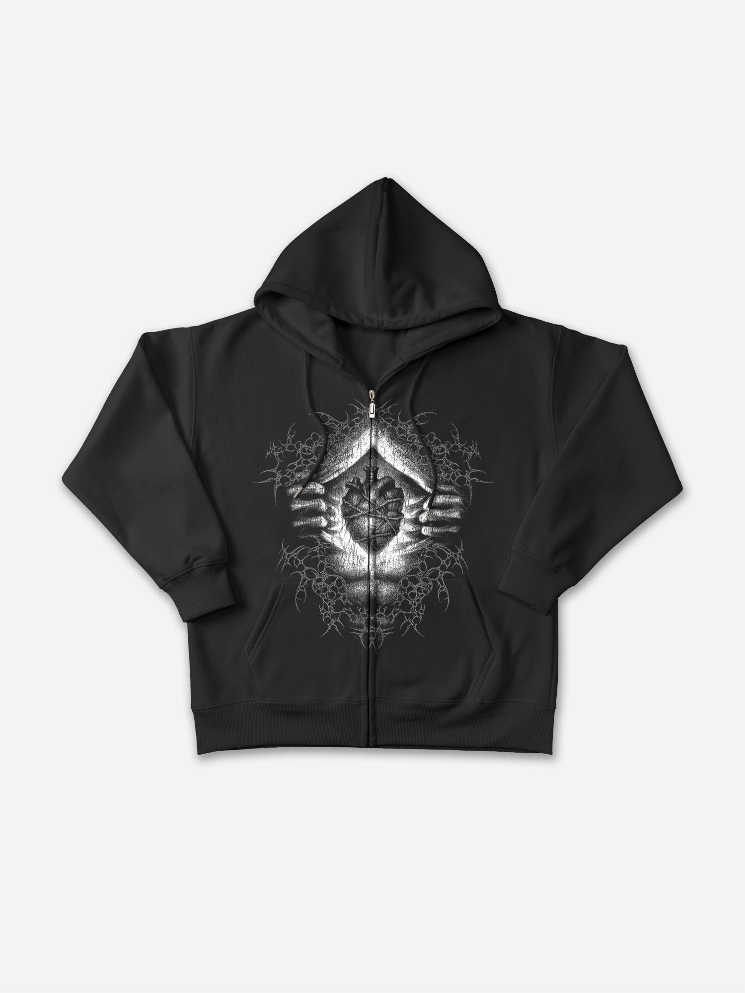Y2k Dark Thorn Retro Graphic Oversized Zip Up Hoodie