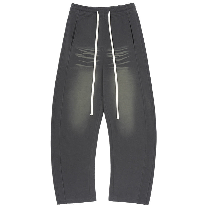 Vintage Washed, Distressed, Spray-painted, Loose-fitting, Curved Blade Athletic Sweatpants