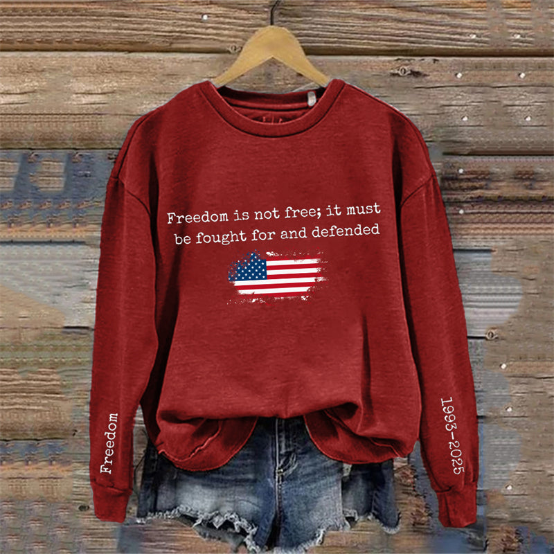 Freedom True Patriot Cross American Flag Memorial Sweatshirt