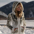 Women's Celtic-style Wing Pattern Comfortable Hooded Jacket