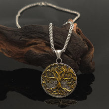 Vintage Viking Rune Tree Of Life Pendant Necklace
