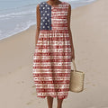 Women's Independence Day Printed Cotton Linen Dress
