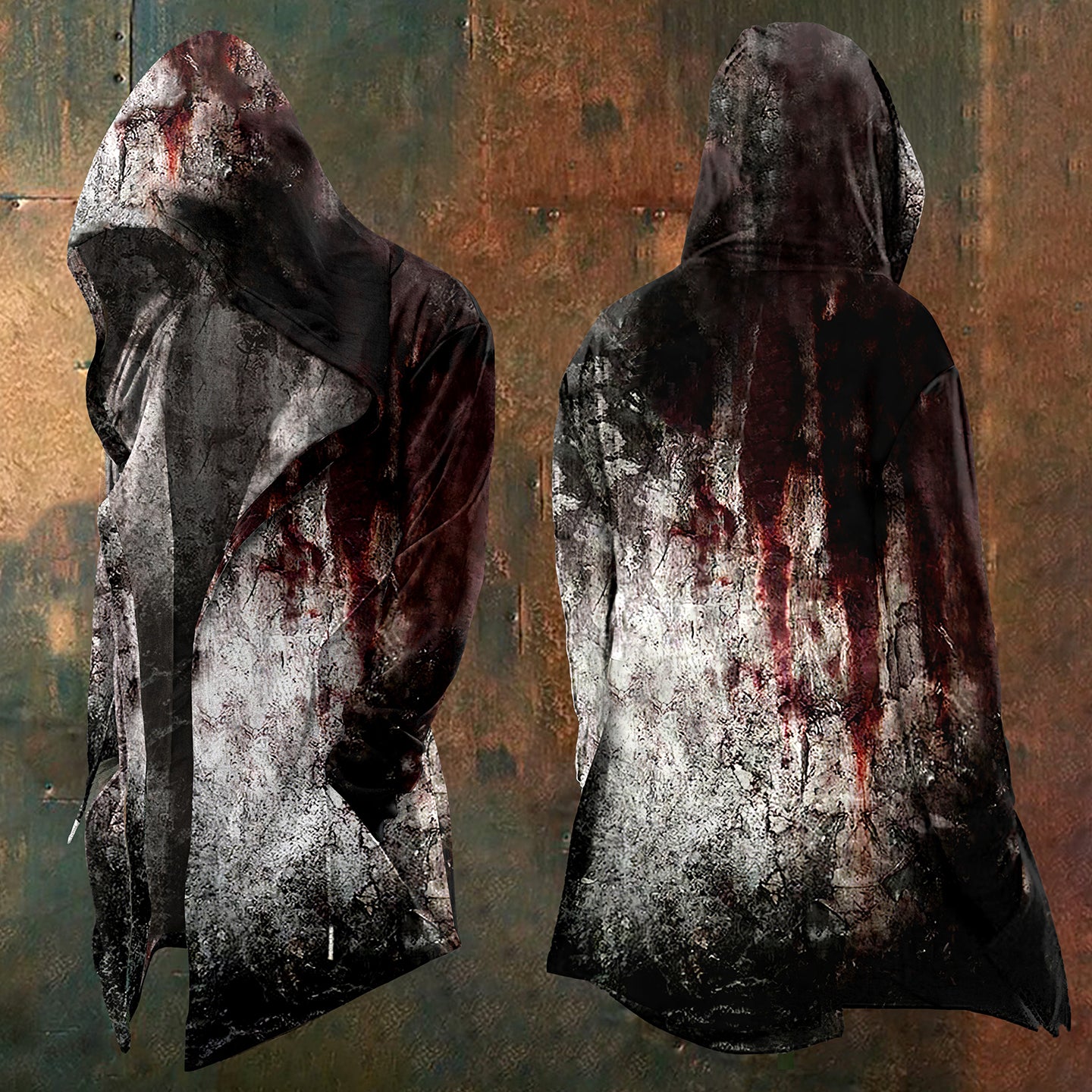 Men's Spooky Halloween Blood Stains Art Hooded Jacket